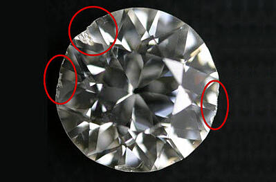 Trade term for a diamond that has been badly polished or finished.