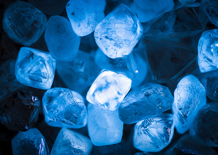 The diamonds were usually lower cape series diamonds with strong blue fluorescence.